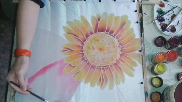 Подсолнух  Холодный батик.
