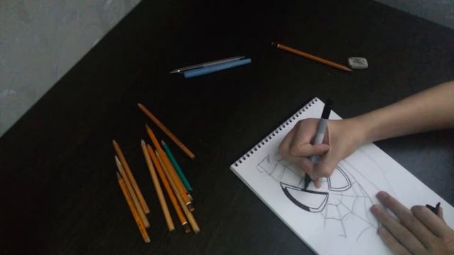 Art "Spider Men" КАРАНДАШ - ЧЁРНЫЙ МАРКЕР - КРАСНАЯ ПАСТЕЛЬ