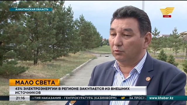В Алматинской области 43 процента электроэнергии закупается из внешних источников
