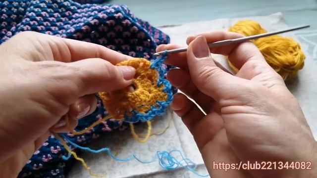 Бабушкин квадрат - новая версия. Мастер класс по вязанию по вязанию пледа.