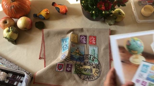 Готовая работа Марки из книги Французская Вышивка Вероник Ажинер
