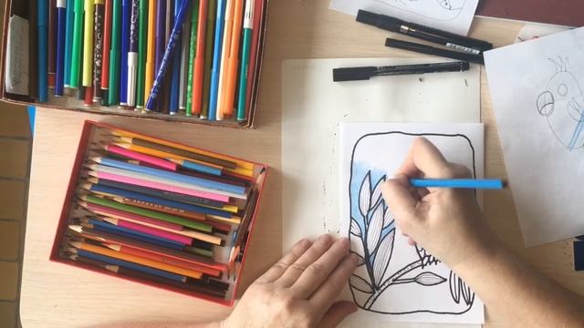 Рисуем с детьми от 3 до 7 цветными карандашами.Как самим нарисовать раскраску