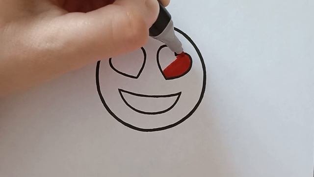 Как нарисовать влюблённый смайлик