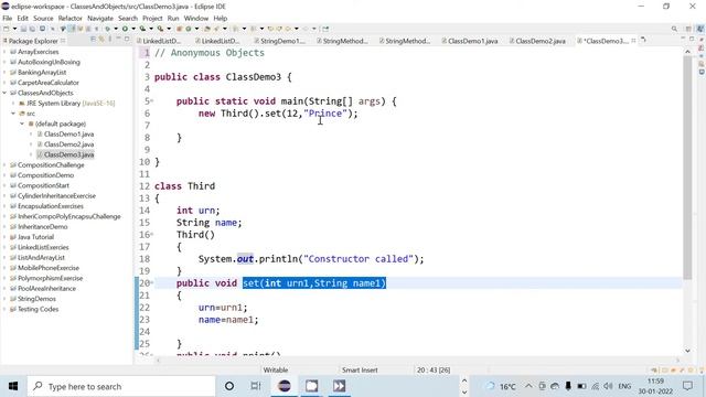 Anonymous Objects in JAVA