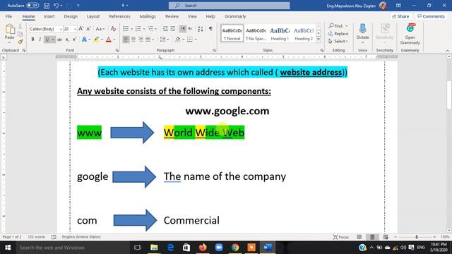 Internet Web Site /Worksheet # 6