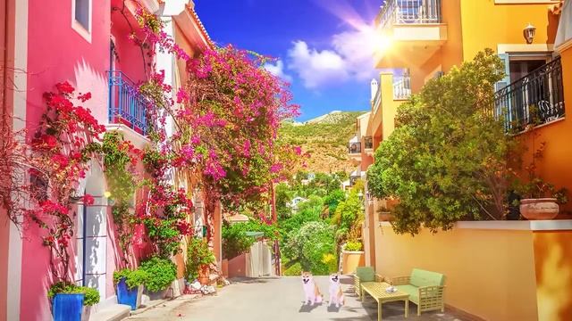 Greece Morning Coffee Shop Ambience with Bosa Nova Music for Good Mood Start the Day