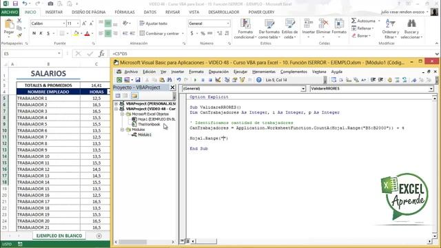 Curso VBA para Excel - Clase 10 Función ISERROR en VBA