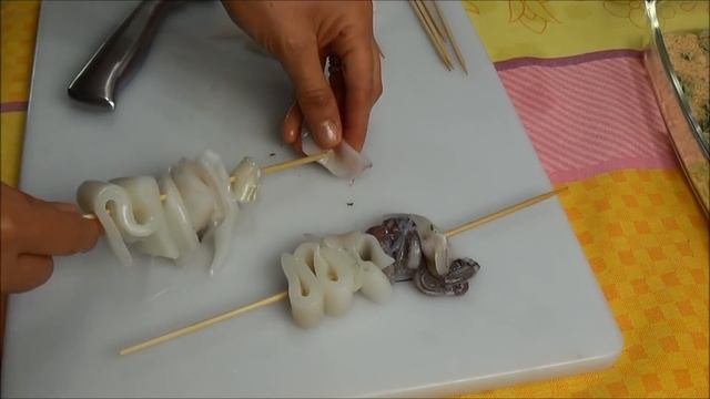 Spiedini di calamari semplicissimi