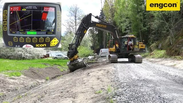 Экскаватор с тилтротатором Engcon & Leica Autotilt