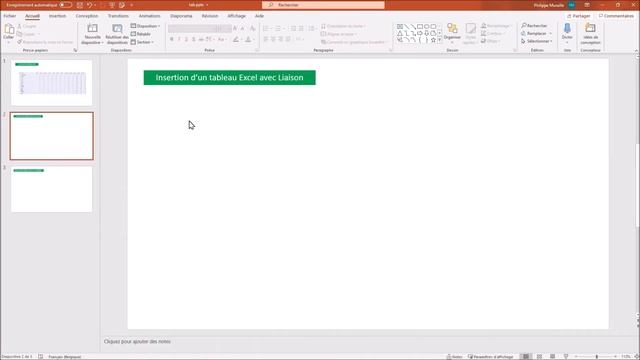 Comment insérer un tableau excel en powerpoint ?