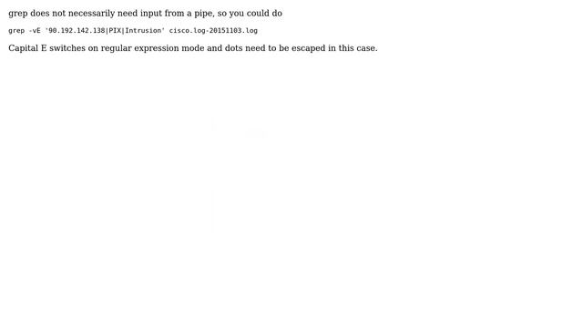 Unix & Linux: Excluding multiple patterns with one grep command (4 Solutions!!)