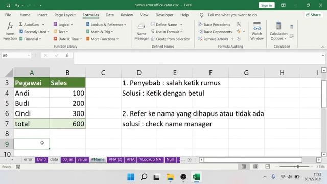 Cara Mengatasi Error #Name di Microsoft Excel