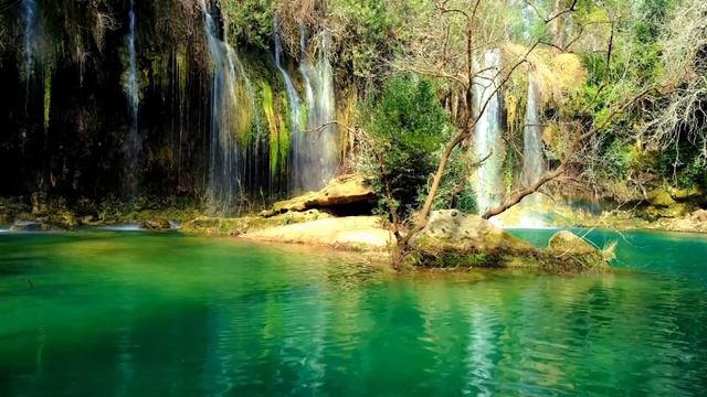 3 Hour Relaxing Beautiful Tropical Waterfall with Soothing Sounds of Water, Nature and Music