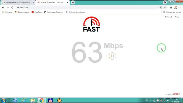 Internet tezligini tekshirish