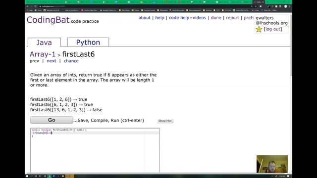 codingBat Array-1 "firstLast6"