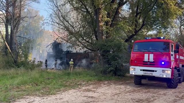 Деревянный дом сгорел в центре Нижнего Новгорода