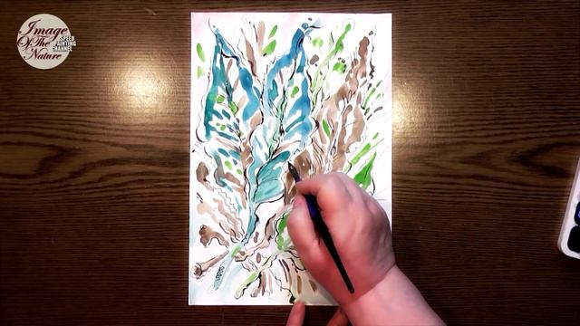 Watercolor Leaves With Pen & Ink Contour | IOTN - Speed Painting