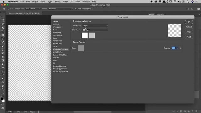 Change Look of Transparency Grid in Photoshop