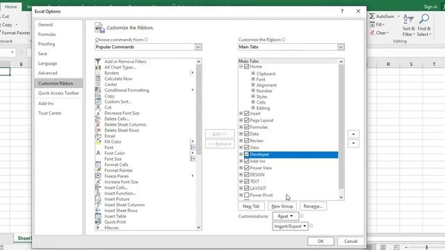 Excel - Developer Tabını aktiv et/Activate the Developer Tab/Активируйте Вкладку Разработчика