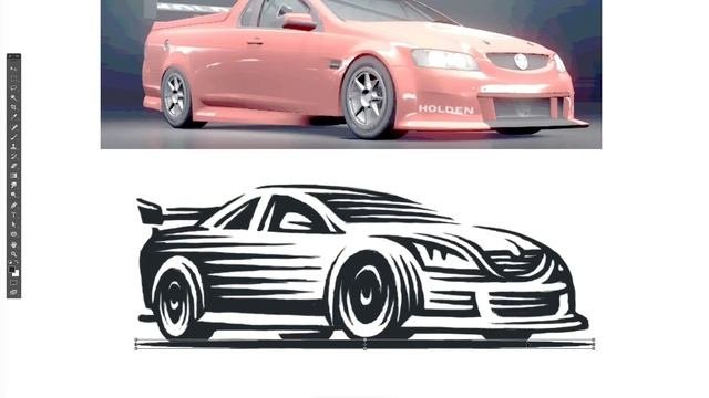 Sport car. drawing process