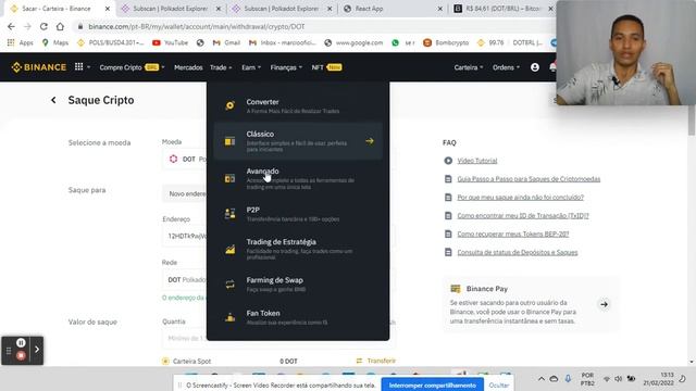Arbitragem da Binance x BitcoinTrade - Polkadot/DOT
