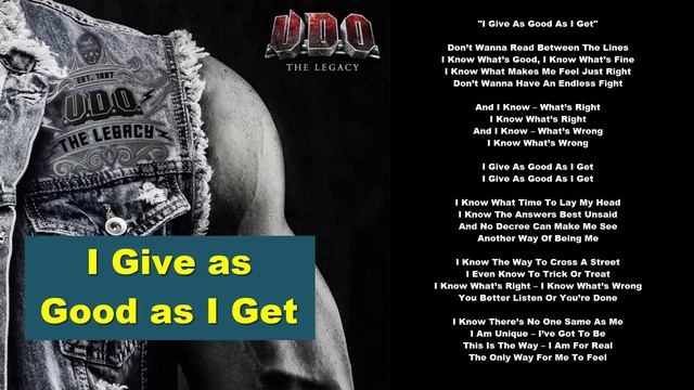 i give as good as i get -- song - U.D.O. - The Legacy 2022 udo thelegecy