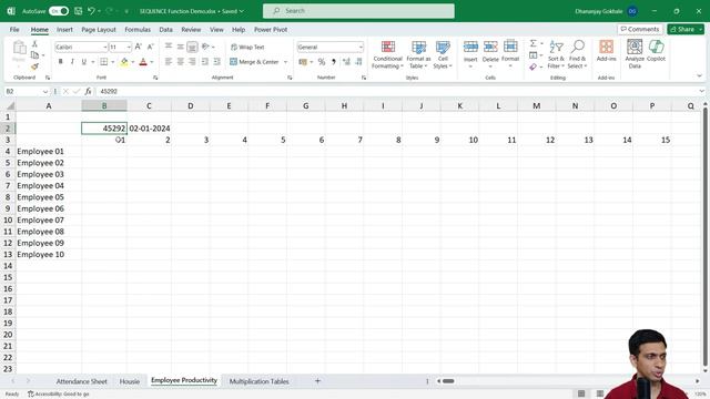SEQUENCE function of Excel - Syntax and Capabilities