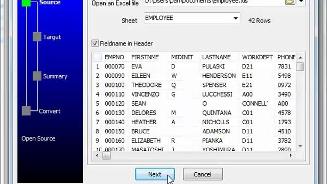 Convert Excel file to XML file