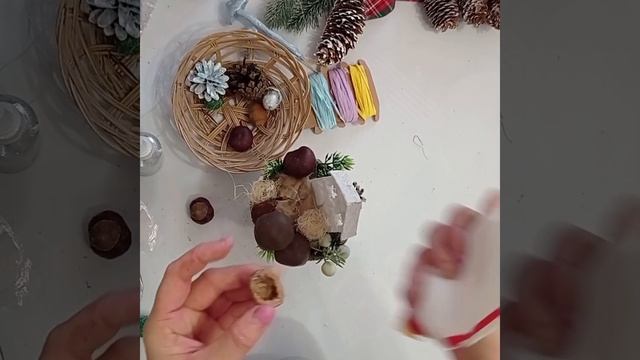 Зимняя композиция с грибами в торфяном горшке. / поделки / переделки / новогодний декор / handmade /