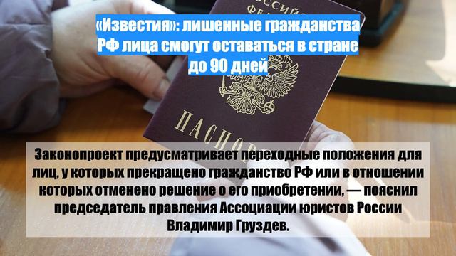 «Известия»: лишенные гражданства РФ лица смогут оставаться в стране до 90 дней