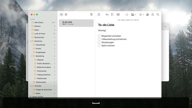 To-do Liste erstellen nach Prinzip der Eisenhower Matrix mit Notizen für Mac