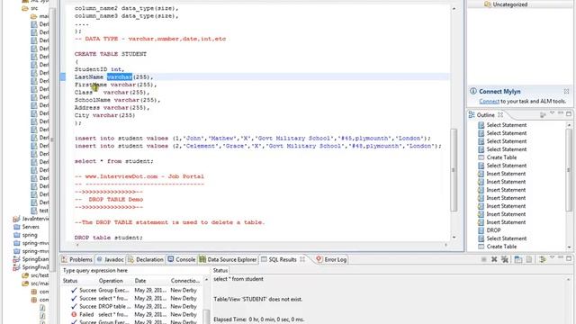 TAMIL CREATE TABLE SQL QUERY DEMO