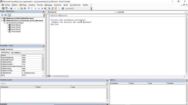 Les évènements sur Excel VBA