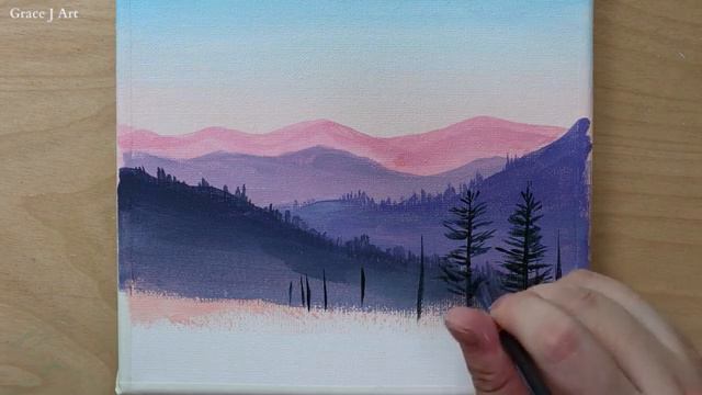 Beautiful mountain landscape Acrylic painting Painting Tutorial Painting ASMR