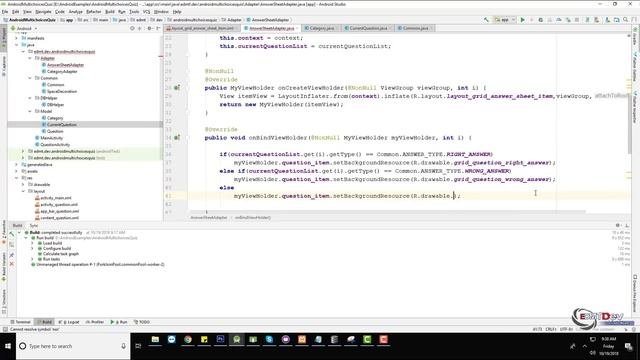 Android Studio Tutorial - Multichoices Quiz App part 2 Question List Design