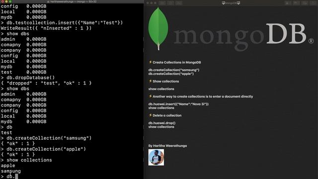 Mongo DB in SInhala 3 - Collections CREATE and DROP