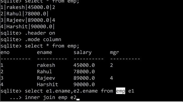 SQLite Tutorial #23: Implementation of self Join in SQLite