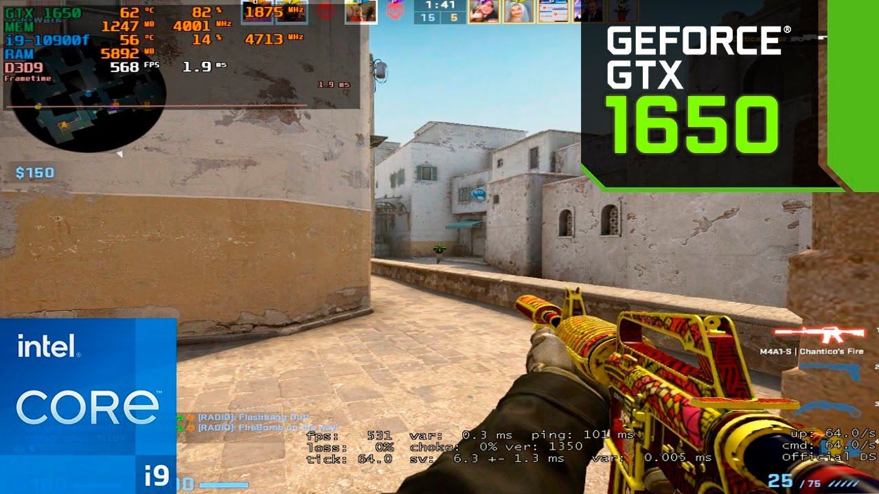 CS:GO : GTX 1650 4GB + i9-10900f