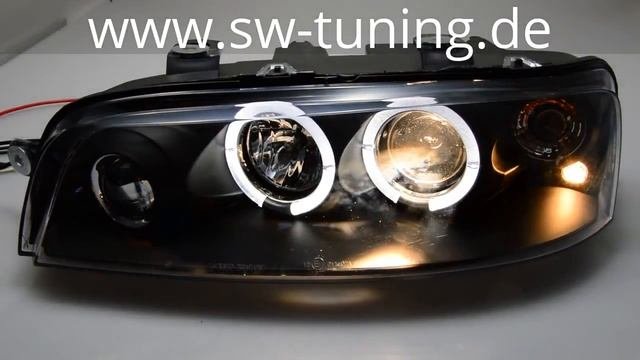 Angel Eye Headlight For Fiat Punto Type 188 99-03 2 LED Helo Rim Black SW-Tuning