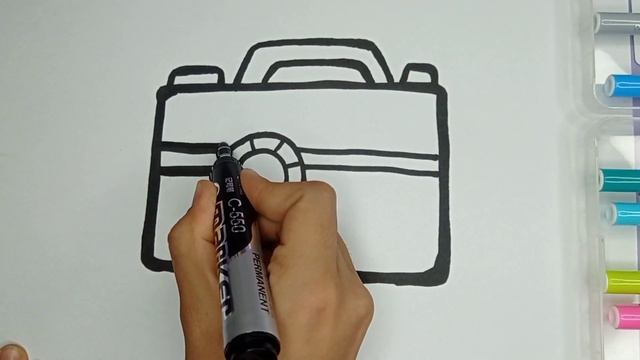 Drawing Camera Simple and Easy / Bolalar uchun kamera chizish / Рисуем фотоаппарат для детей
