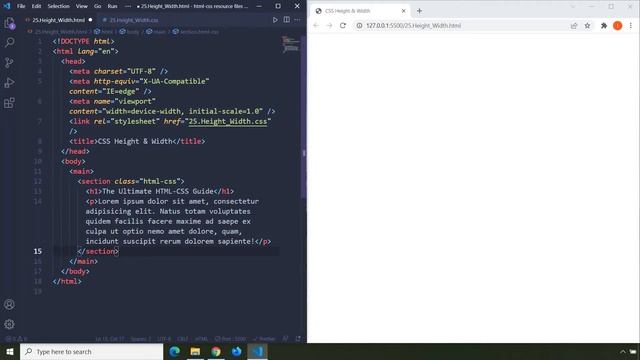 HTML-CSS Tutorial Lesson 25: CSS Height & Width