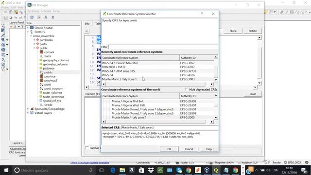 POSTGRESQL Creare un vettore puntuale Postgis dal DBmanager