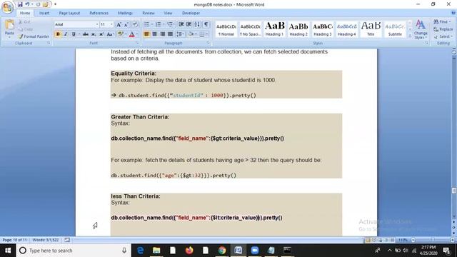 MongoDB tutorial lecture 7 : How to fetch documents in MongoDB