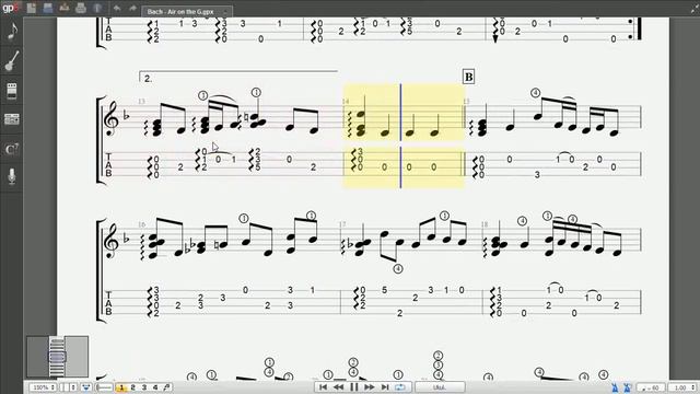 Bach - Air on the G (ukulele tab + PDF)