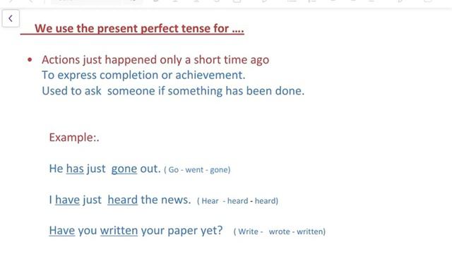 Present Perfect Tense  Telugu explanation  with examples.