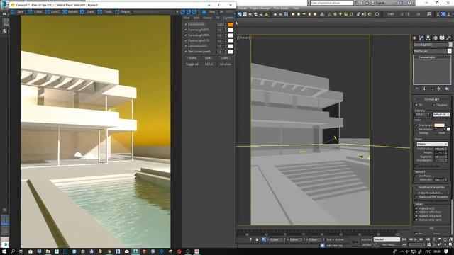 3Ds. Max. Corona. Экстерьер. Настройка освещения.