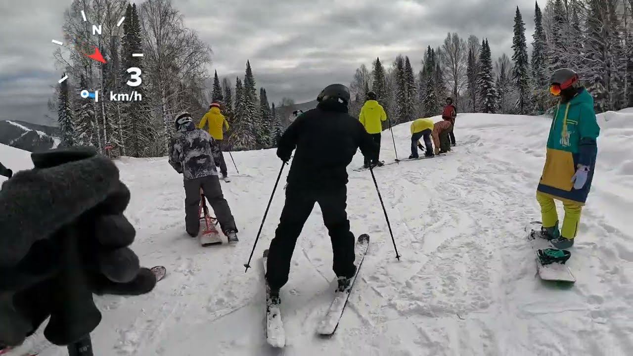 Первый спуск по красной трассе с горы #Асыр в Шерегеше⛷️# SnowScoot