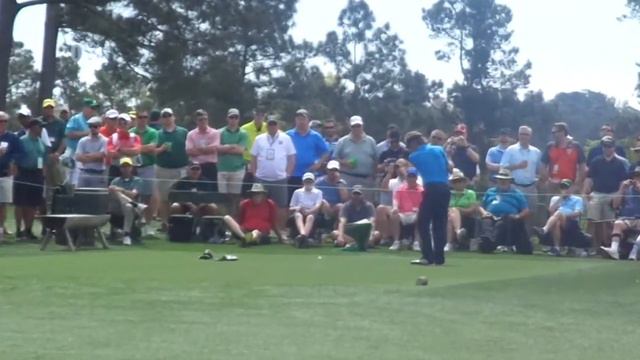 The Masters - Bernhard Langer hits 2 drives in exact same perfect spot