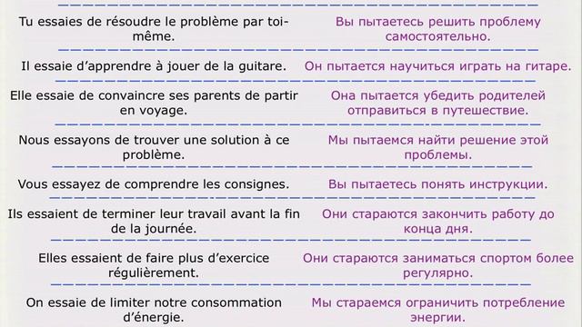 Предложения уровня А2 – Глаголы "Avancer"  "Essayer"