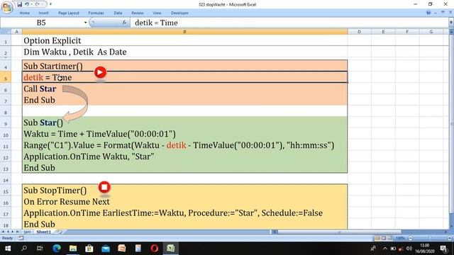 Cara Membuat Stopwatch di excel